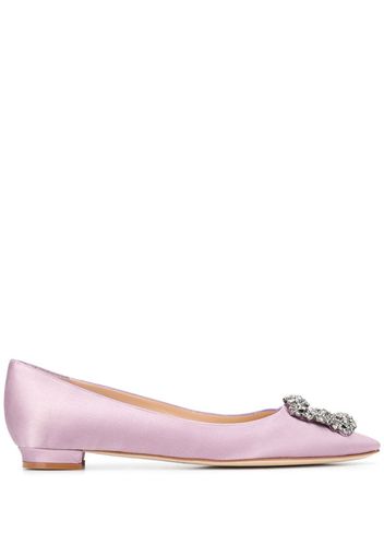 embellished satin ballerina shoes