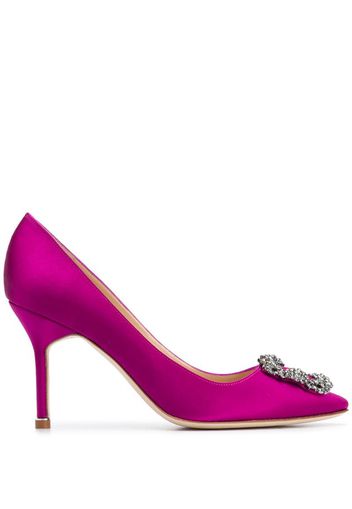 embellished satin pumps