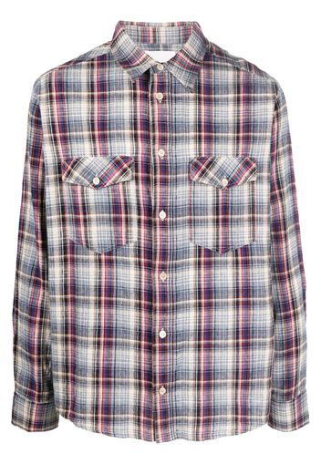 MARANT check-print two-pocket shirt - Blue