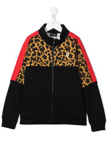 leopard print panel jacket