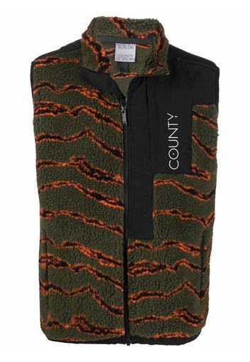 Marcelo Burlon County of Milan ALL OVER CAMOU PILE ZIP VEST ARMY ORANGE - Green