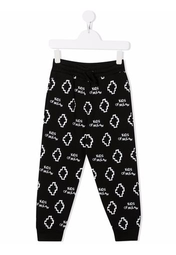 Marcelo Burlon County Of Milan Kids BASIC LOGO AOP SWEATPANT BLACK WHITE