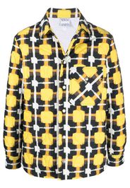 Marcelo Burlon County of Milan CHECK NYLON HOOD OVERSHIRT YELLOW BLACK