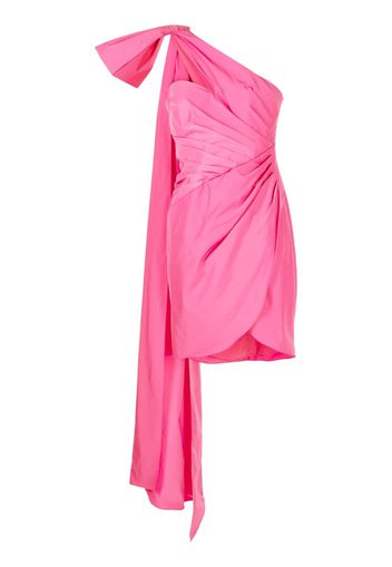 Marchesa Notte one-shoulder taffeta mini dress - Pink
