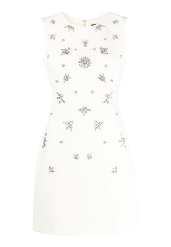 Marchesa Notte crystal-embellished sleeveless minidress - White