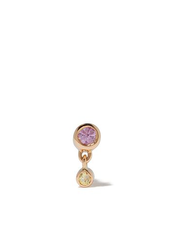 14kt yellow gold Mini Me pink sapphire and diamond stud