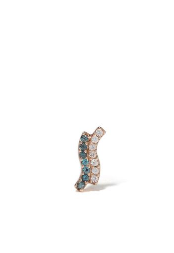 14kt yellow gold Wave blue sapphire and diamond stud