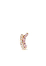 14kt yellow gold Rainbow pink sapphire and diamond stud