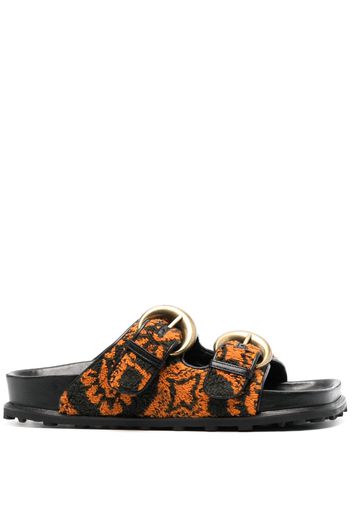 Marine Serre Oriental Towels Birk sandals - Orange