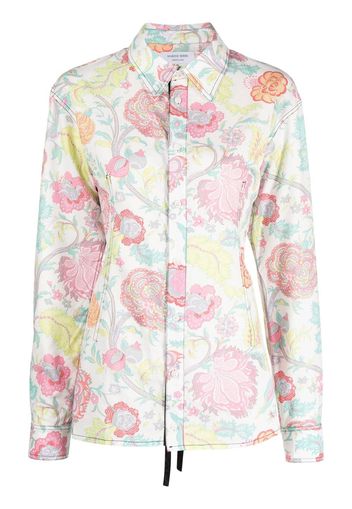 Marine Serre lace-back floral shirt - White