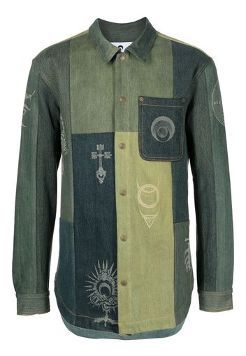 Marine Serre panelled denim shirt - Multicolour