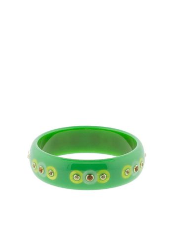 green bakelite, 18kt yellow gold and gemstone bangle