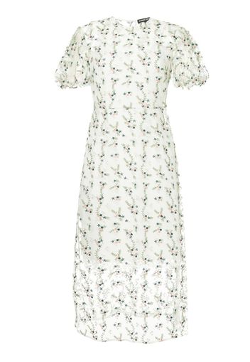 Markus Lupfer floral embroidered sheer dress - White