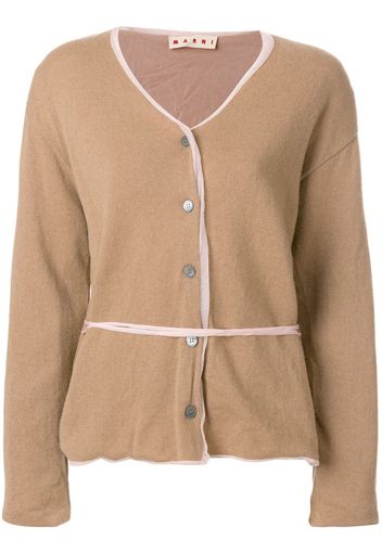 Marni contrasting hem cardigan - Brown