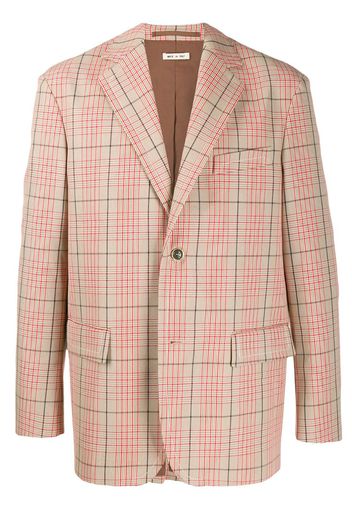 plaid single breasted blazer