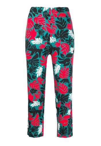 leaf print cropped trousers