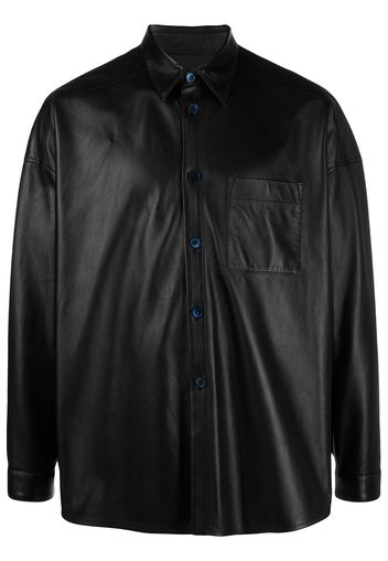 Marni chest pocket-detail leather shirt - Black