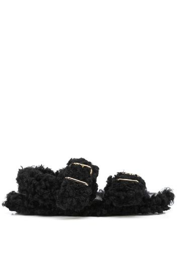 Marni shearling-trimmed sandals - Black