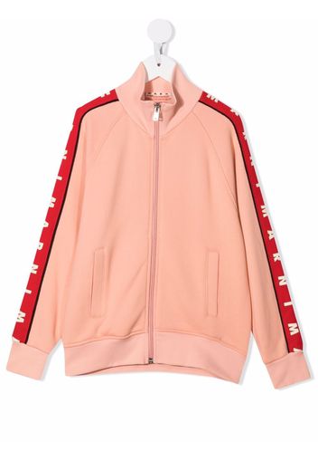 Marni Kids logo-trim bomber jacket - Orange