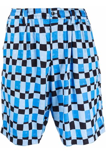 Marni checked knee-length shorts - Blue