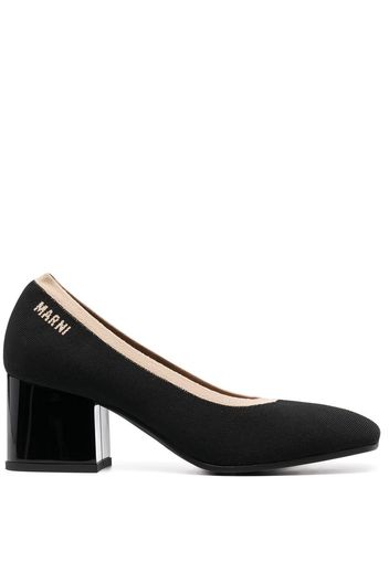 Marni striped logo-print pumps - Black