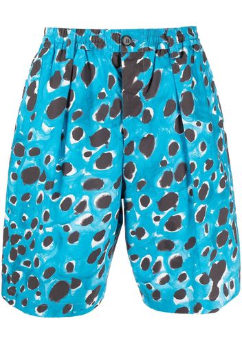 Marni all-over leopard-print shorts - Blue