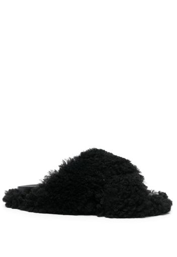 Marni shearling leather slides - Black