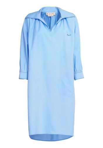 Marni logo-print cotton shirtdress - Blue