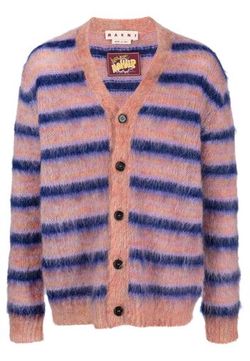 Marni striped mohair-blend cardigan - Pink