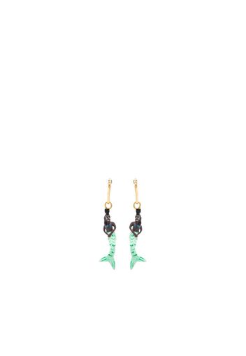 Marni mermaid-pendant asymmetric hoop earrings - Brown