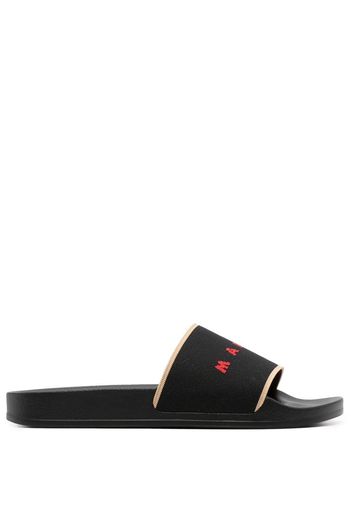 Marni logo-print open-toe slides - Black