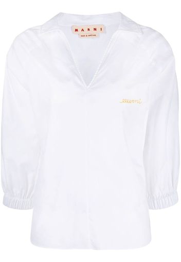 Marni V-neck cotton blouse - White