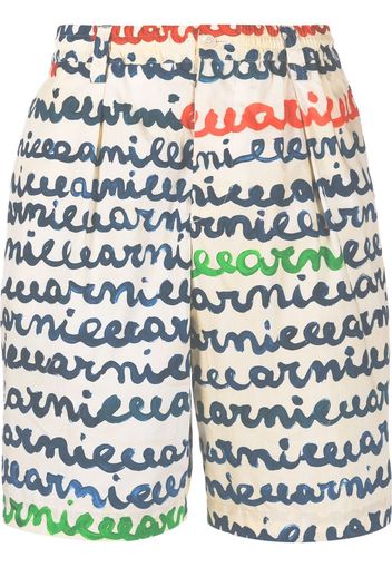 Marni logo-print Bermuda shorts - White