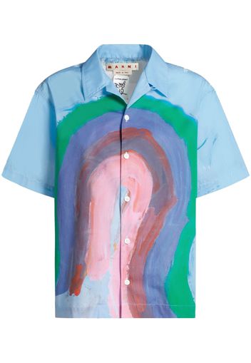 Marni graphic-print cotton shirt - Blue