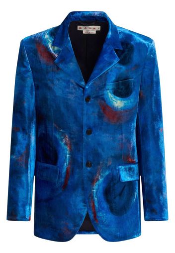 Marni painterly-print single-breasted blazer - Blue