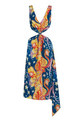 Marni star print midi dress - Blue