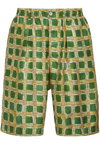 Marni checked silk Bermuda shorts - Green