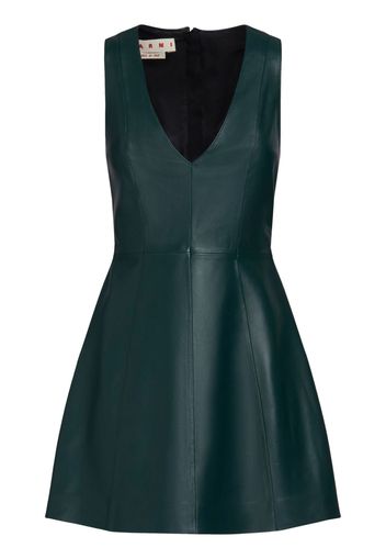 Marni V-neck leather minidress - Green