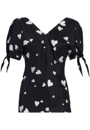 Marni heart-print silk blouse - Black