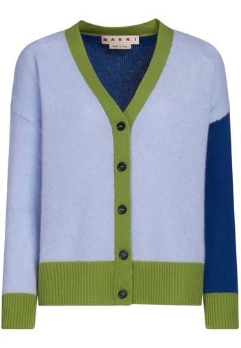 Marni logo-embroidered cashmere cardigan - Blue