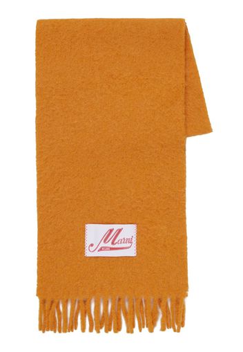 Marni logo-patch frayed scarf - Orange