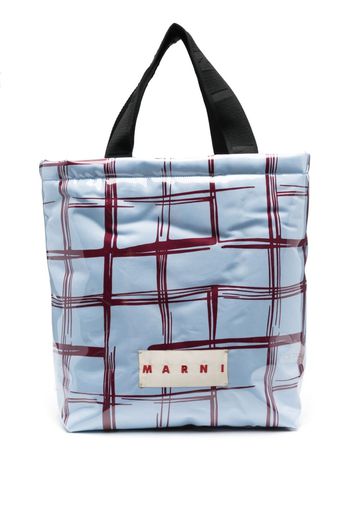 Marni checked padded-design tote bag - Blue