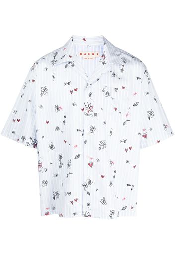 Marni Magic Garden short-sleeved shirt - Blue