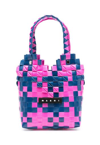 Marni Kids Diamond Basket woven tote bag - Pink