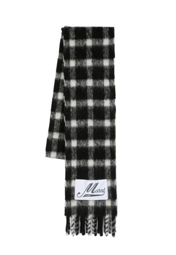 Marni check-print fringed scarf - Black