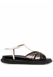 Marni Fussbett floral-appliqué flat sandals - Black