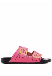 Marni buckle-print double-strap slides - Pink