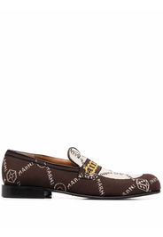 Marni monogram-knit loafers - Brown