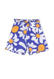 Marni Kids ruffle-trim daisy-print shorts - Blue