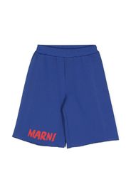 Marni Kids logo-print track shorts - Blue